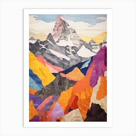 Kala Patthar Nepal 2 Colourful Mountain Illustration Art Print