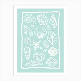 Seashells Aqua Art Print