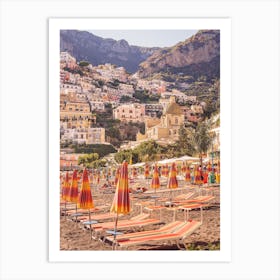 Positano View And Umbrellas Art Print
