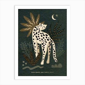 Celestial & Moody Big Cat Leopard by the Moon - Fierce Spirit Art Print