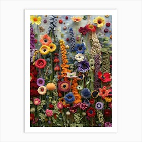 Wild Flowers Knitted In Crochet 4 Art Print