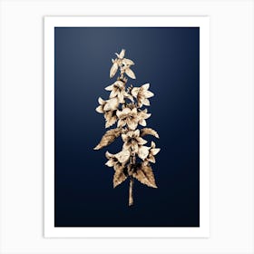 Gold Botanical Bellflowers on Midnight Navy n.2743 Art Print