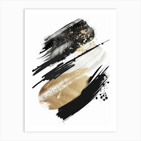 Gold And Black Brush Strokes 35 Art Print