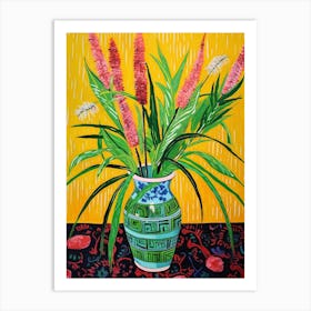 Flowers In A Vase Still Life Painting Fountain Grass 2 Art Print