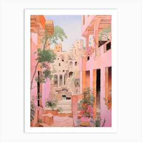 Byblos Lebanon 4 Vintage Pink Travel Illustration Art Print