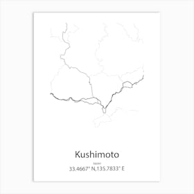 Kushimoto,Japan Minimalist Map Art Print