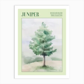 Juniper Tree Atmospheric Watercolour Painting 1 Poster Art Print