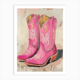 Pink Cowgirl Boots Painting Hot Pink Western Art Print