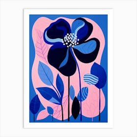 Blue Flower Illustration Flamingo Flower 1 Art Print