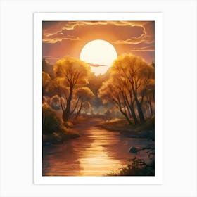 Sunset In The Forest Art Print