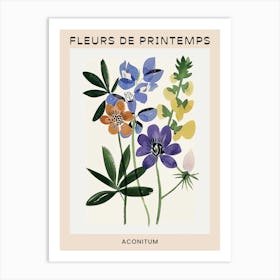 Spring Floral French Poster  Aconitum 4 Art Print