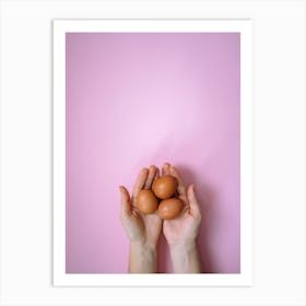 Eggs On A Pink Background Art Print