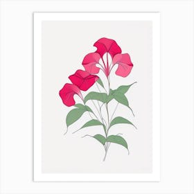 Impatiens Floral Minimal Line Drawing Flower Art Print