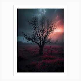 Lone Tree At Sunset Art Print