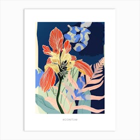 Colourful Flower Illustration Poster Aconitum 4 Art Print