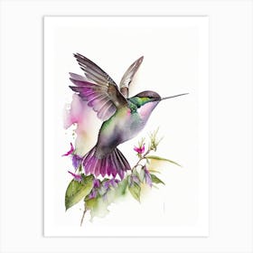 Black Chinned Hummingbird Cute Neon 3 Art Print