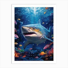  A Tiger Shark Vibrant Paint Splash 3 Art Print