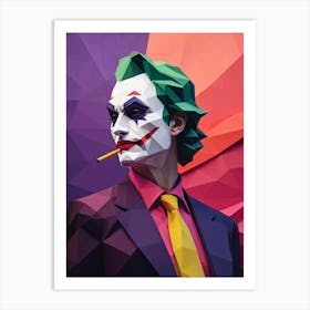 Joker Portrait Low Poly Geometric (12) Art Print