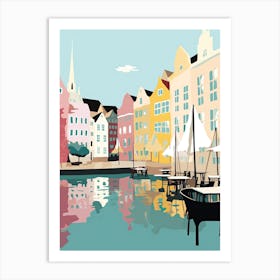 Aarhus, Denmark, Flat Pastels Tones Illustration 2 Art Print