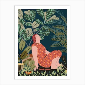 Inhale Green  Jungle Night At Home Art Print
