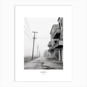 Poster Of Anzio, Italy, Black And White Photo 3 Art Print