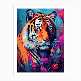 Tiger Art In Color Field Painting Style 1 Art Print