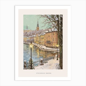 Vintage Winter Poster Stockholm Sweden 1 Art Print