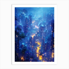 Cityscape At Night 3 Art Print