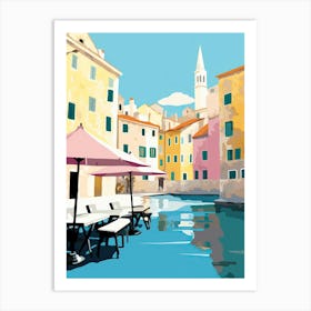 Rovinj, Croatia, Flat Pastels Tones Illustration 4 Art Print