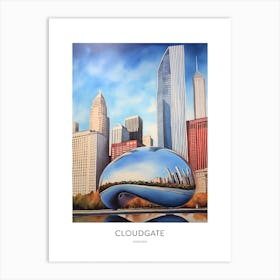 Cloudgate 3 Chicago Watercolour Travel Poster Art Print