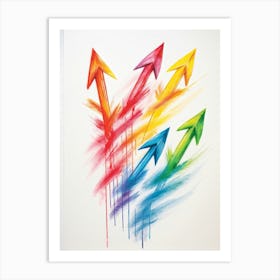 Arrows Composed Of Chalk And Crayon Strokes Floating Whimsically Against A Stark White Background (5) Art Print