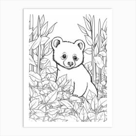 Line Art Jungle Animal Red Panda 4 Art Print