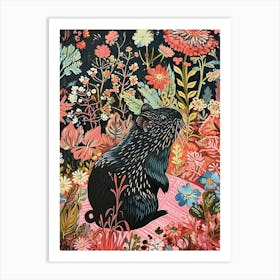 Floral Animal Painting Guinea Pig 3 Art Print