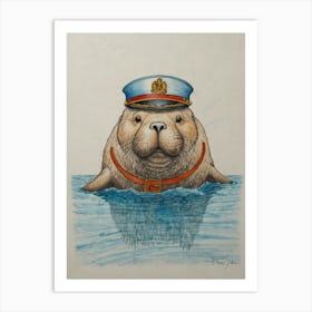 Seal In A Hat 3 Art Print