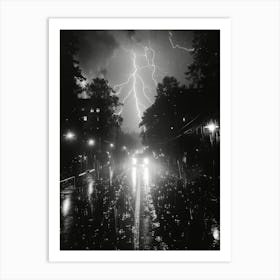 Lightning Over A City Art Print