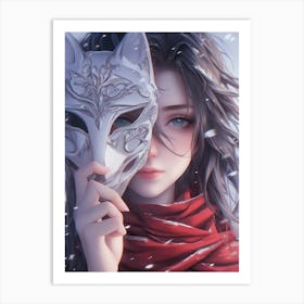 Anime Girl With Mask Art Print