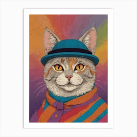 Cat In Hat Art Print