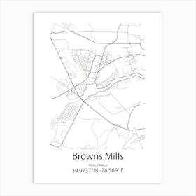 Browns Mills,United States Minimalist Map Art Print