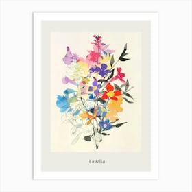 Lobelia Collage Flower Bouquet Poster Art Print