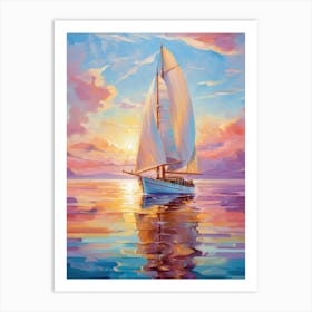 Sailboat At Sunset 24 Art Print