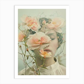 Girl With Flowers Art Print