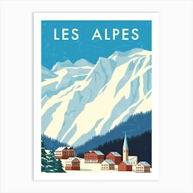 Les Alpes, Alps. Austria, Switzerland — Retro travel minimalist poster Art Print