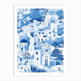 Mykonos Greece, Inspired Travel Pattern 1 Art Print