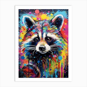 A Barbados Raccoon Vibrant Paint Splash 4 Art Print