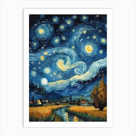 Vincent Van Gogh Art Village Painting (12) Art Print