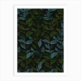 Lunar Lullaby: A Celestial Symphony of Whispering Leaves and Shadows Art Print