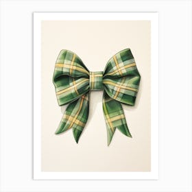 Green Tartan Bow Art Print