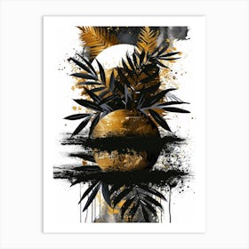 Gold And Black Abstract Painting 133 Art Print