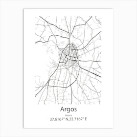 Argos Orestiko,Greece Minimalist Map Art Print