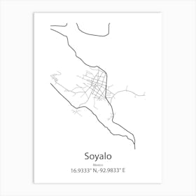 Soyalo,Mexico Minimalist Map Art Print